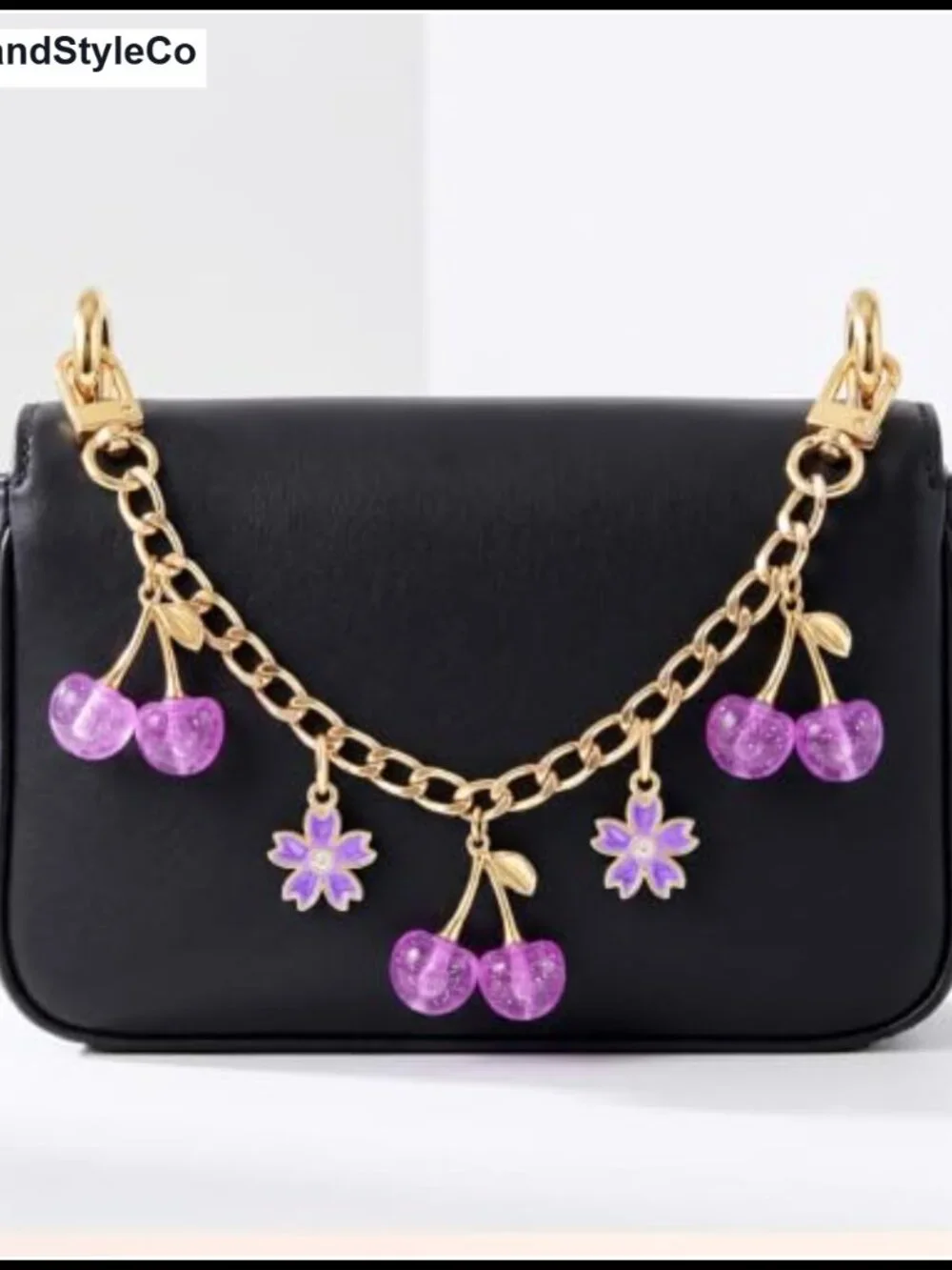 Vintage Cherry Flower Gold Keychain Bag Extender Chain